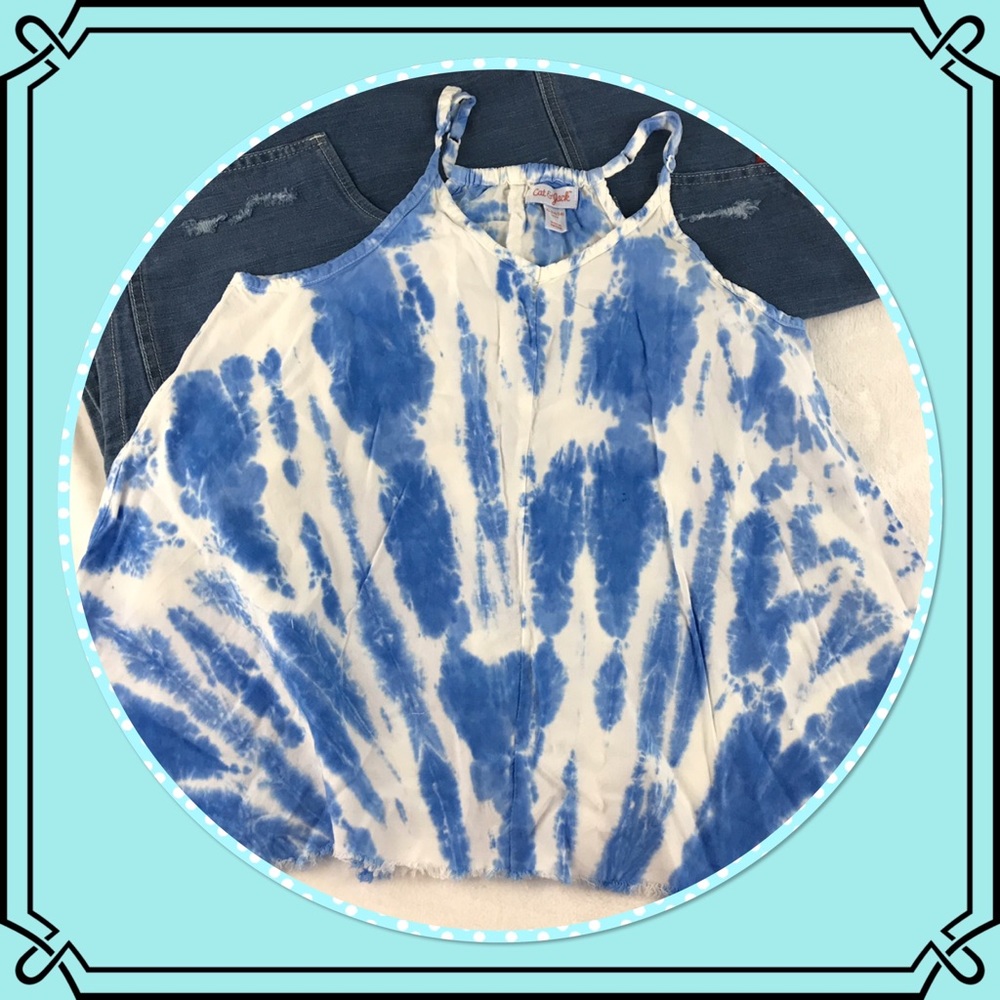 Cat and Jack  tank top tie dye blue and white